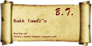 Bakk Tamás névjegykártya